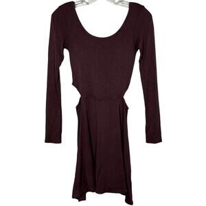 Garage Fit & Flare Mini Dress, Stretch, Long Sleeve Cut Out Purple Womens S